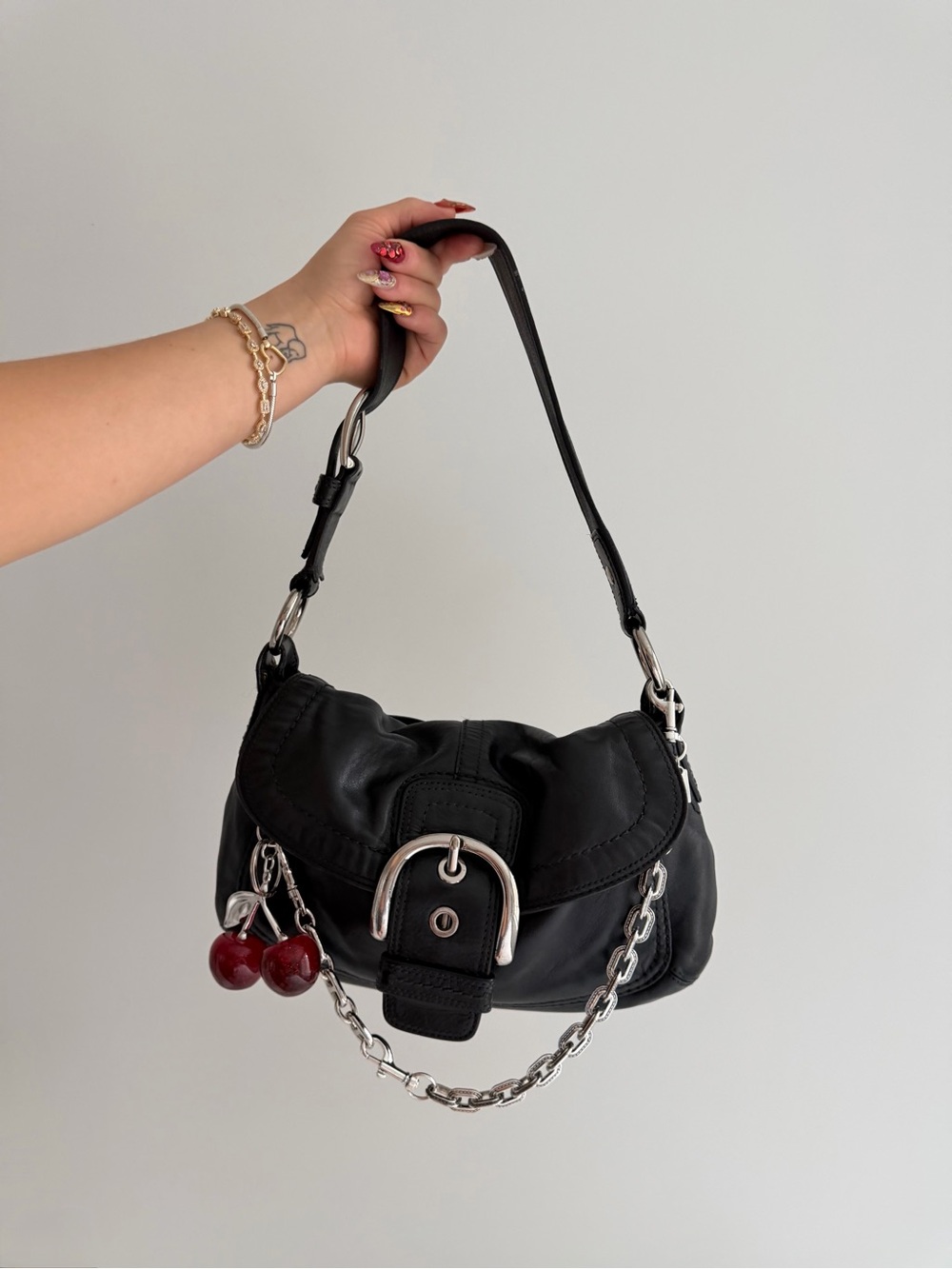 Vintage  Coach Black Leather Soho Flap Bag